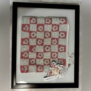 Handcrafted Beaded Pouch - Pink and White